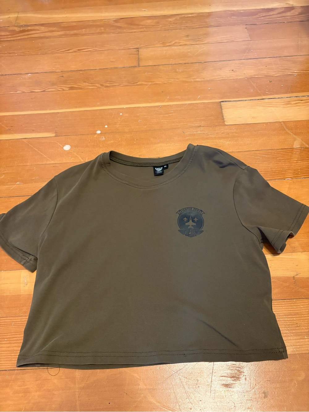 SHEIN Olive Green Short Sleeve Crop Tee